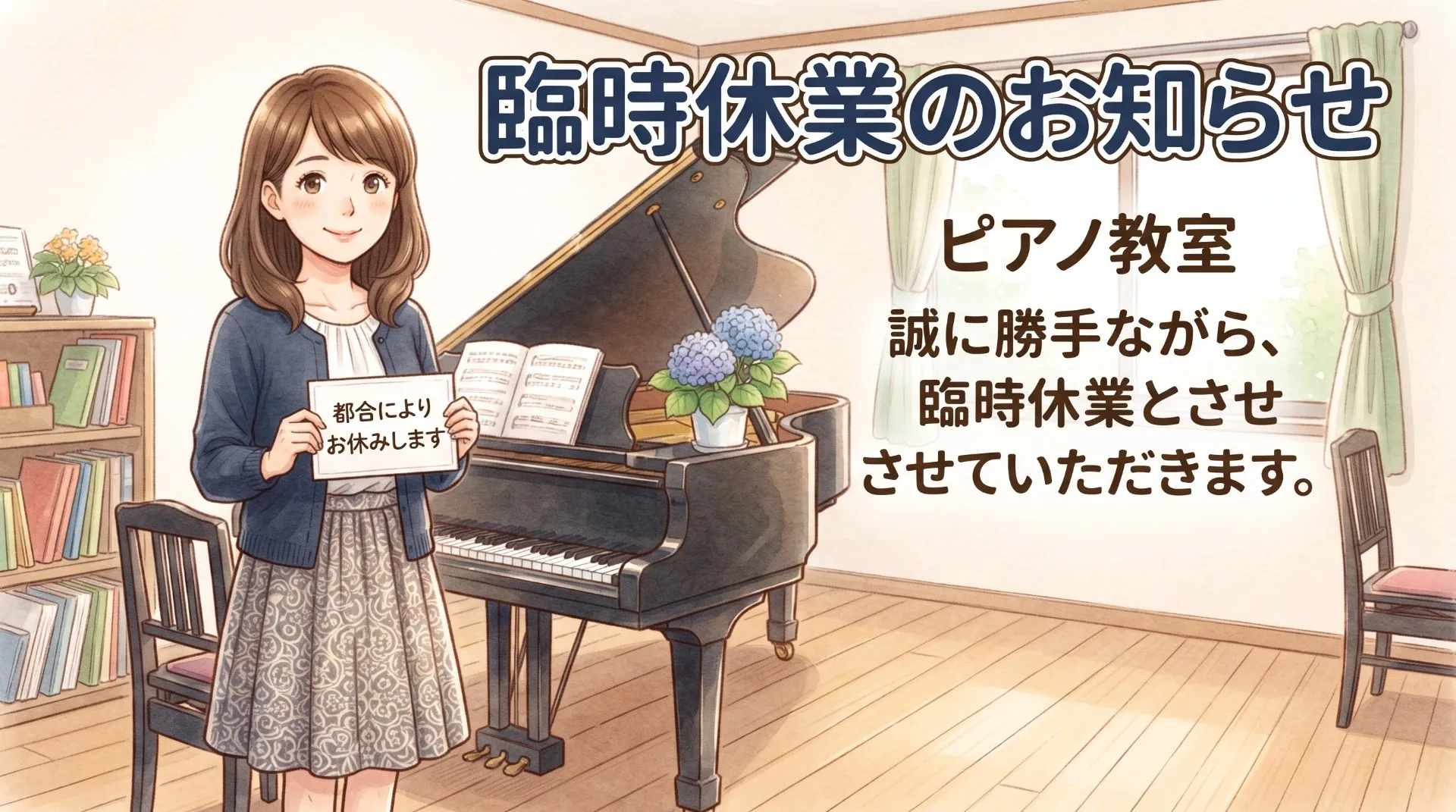 御殿場市二枚橋のピアノ教室~臨時休業のお知らせ~